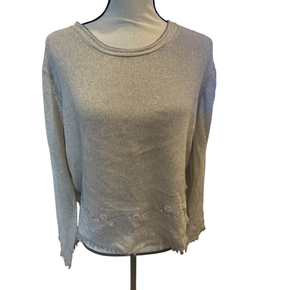 ⭐️ Women’s Sigrid Olsen Linen Blend Beige Sweater Size XL Spring Lagenlook